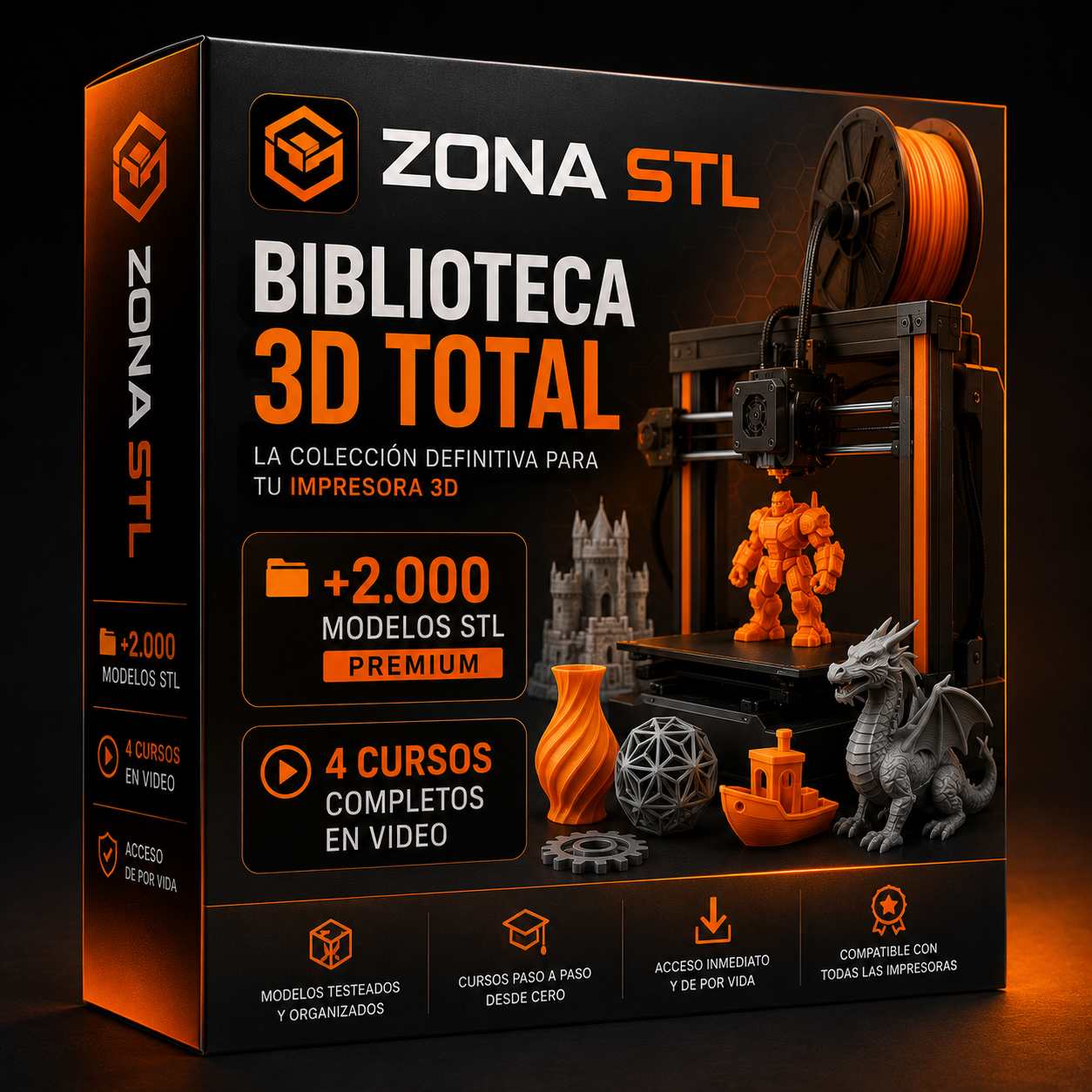 ZONA STL | Biblioteca 3D Total +2.000 Modelos STL Premium + 4 Cursos Completos en Video